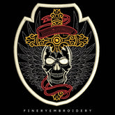 skull with cross embroidery design - FineryEmbroidery